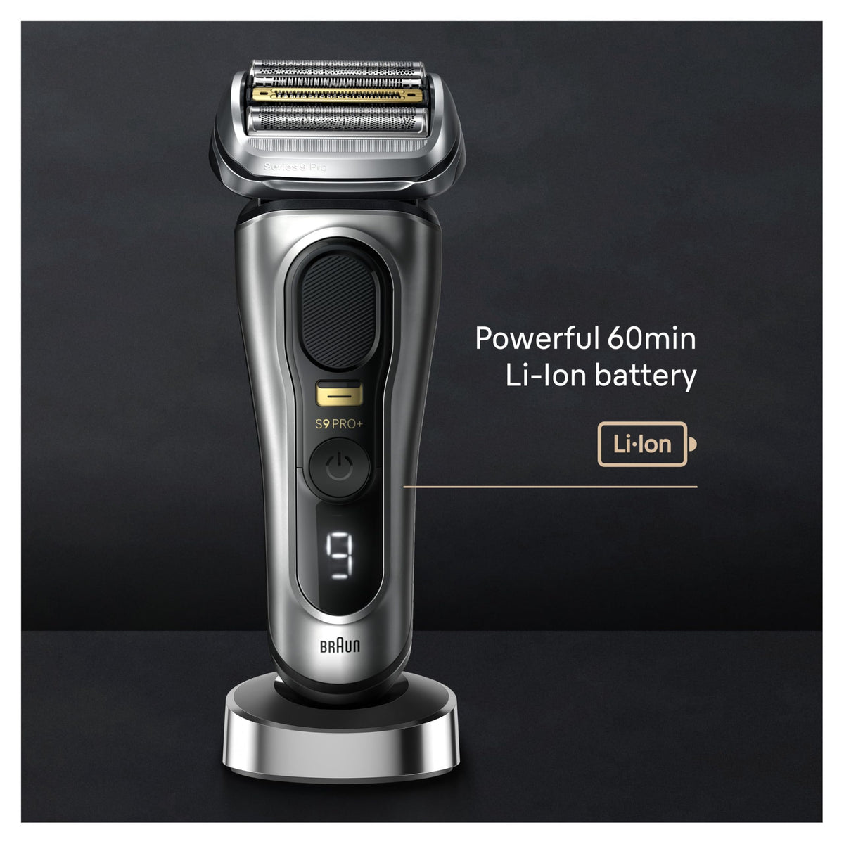 Braun Series 9 PRO+ Electric Razor showing five shaving elements