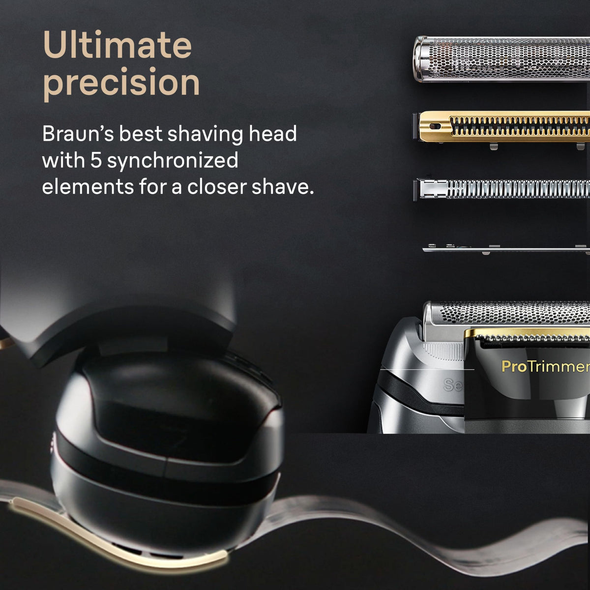 Braun Series 9 PRO+ Electric Razor side view with trimmer extended