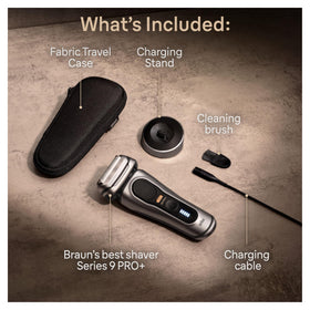 Braun Series 9 PRO+ Electric Razor with water running over it