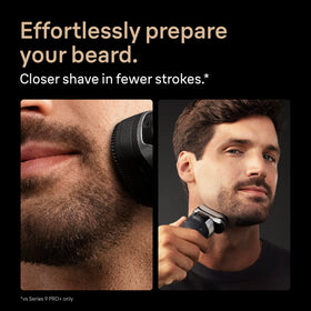 Braun Series 9 PRO+ Electric Shaver demonstrating waterproof feature