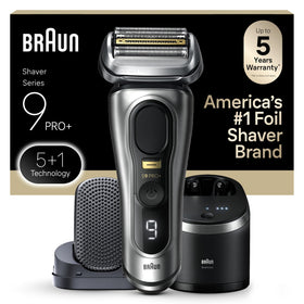 Braun Series 9 PRO Electric Shaver front view with silver finish