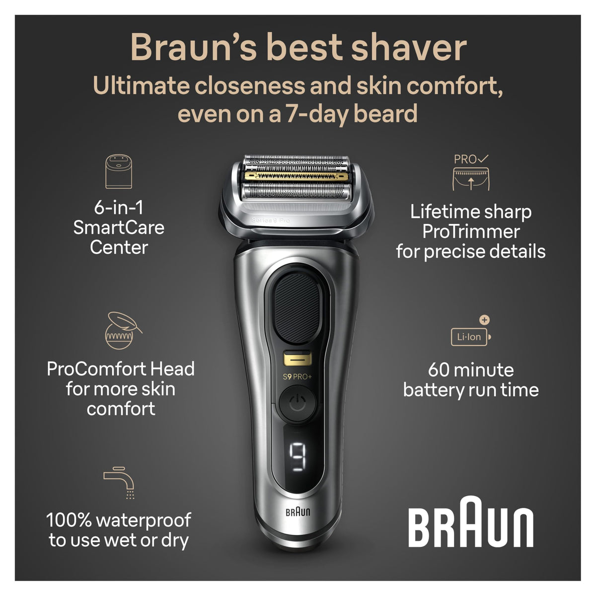 Braun Series 9 PRO Electric Shaver in SmartCare Center