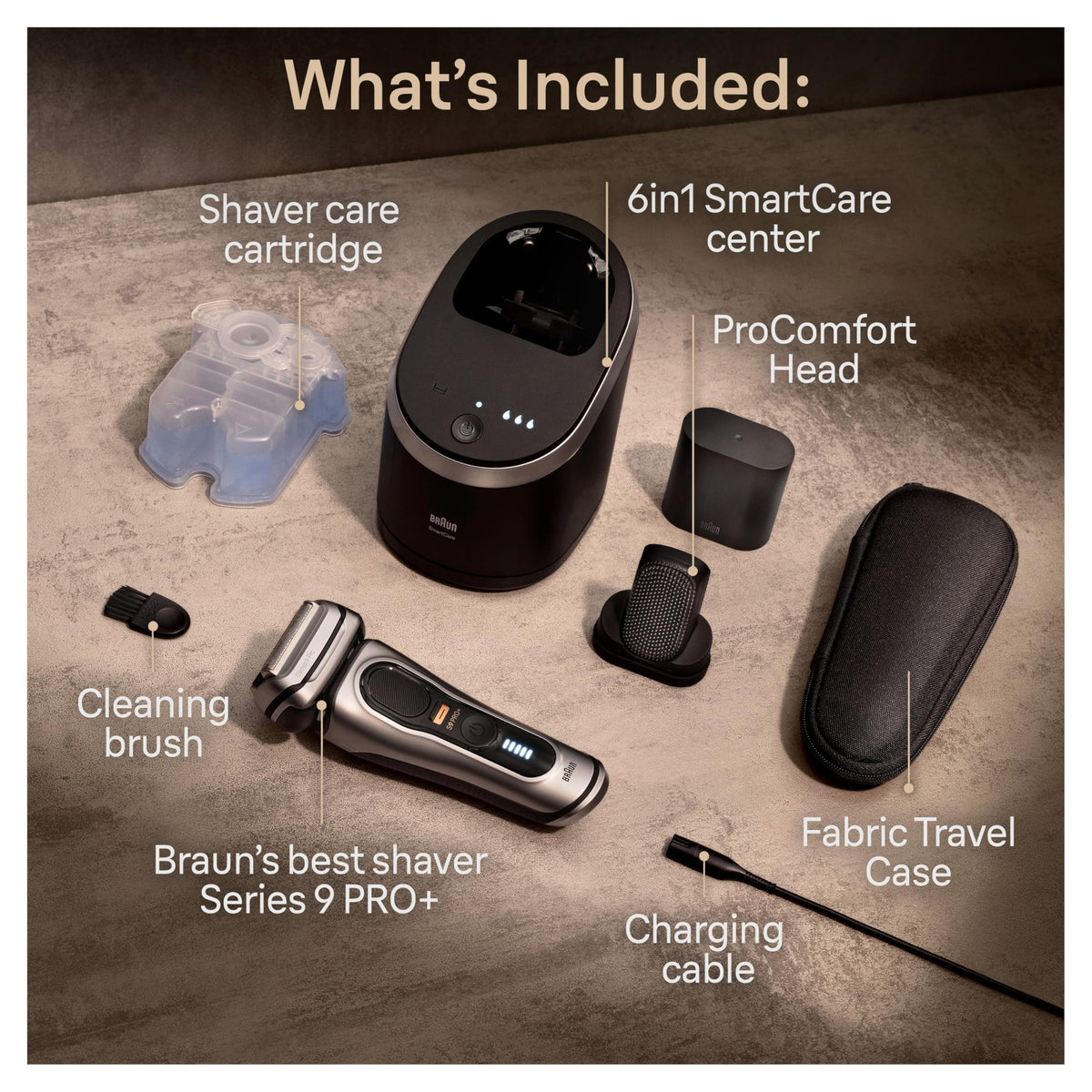 Braun Series 9 PRO Electric Shaver side view showing foil blades
