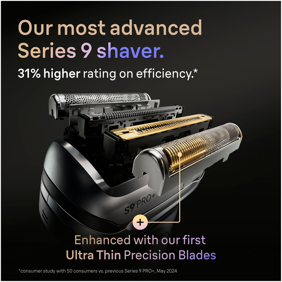 Braun Series 9 Pro Shaver Head Replacement, Silver back view