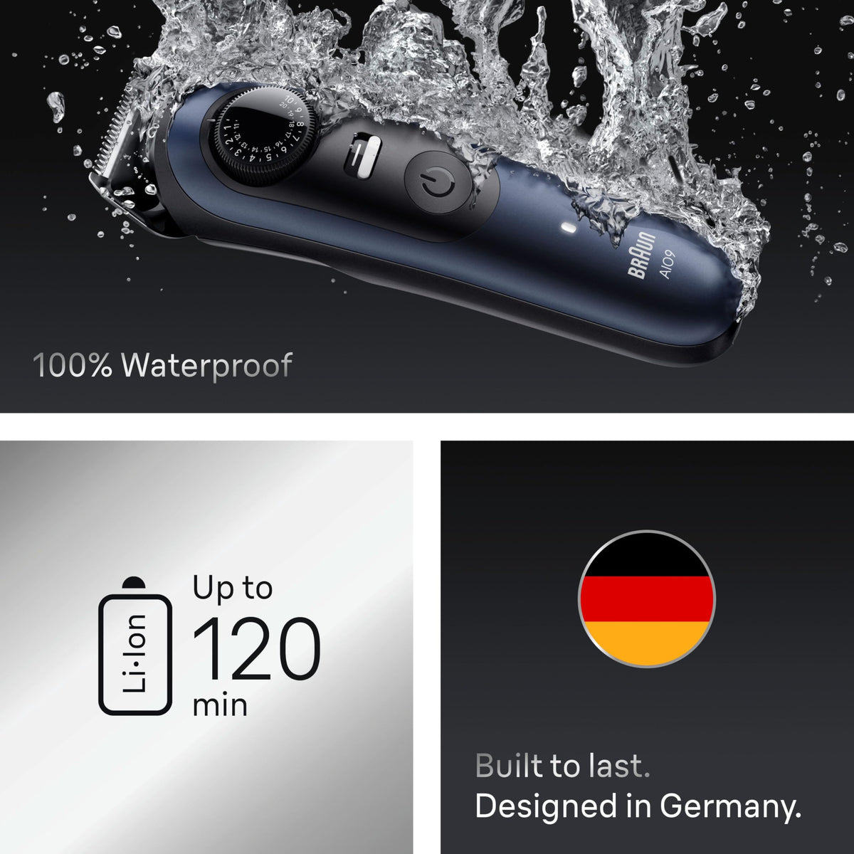 Braun Series 9 PRO waterproof trimmer in shower