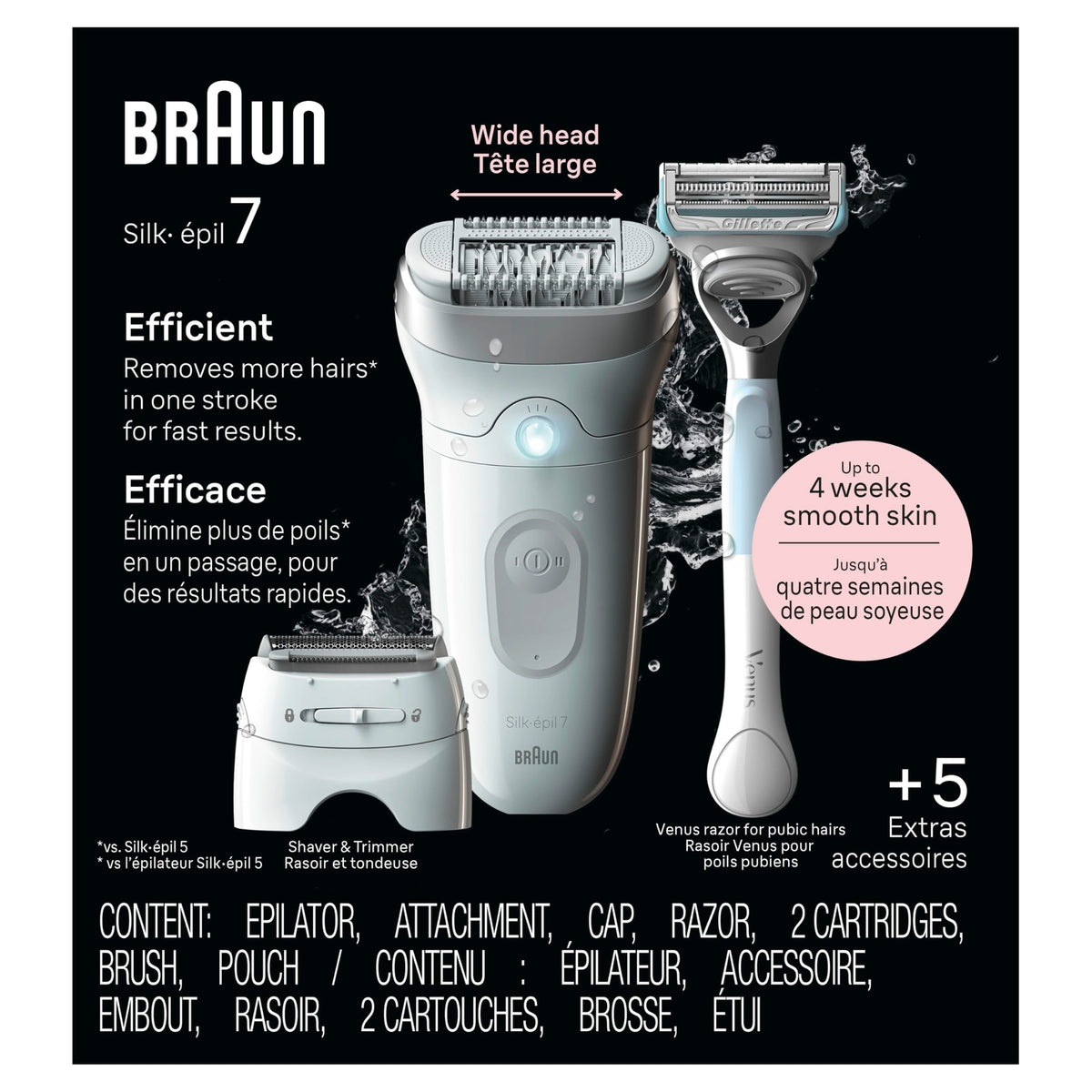 Braun Silk-épil 7 Epilator front view with wide head