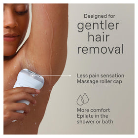 Braun Silk-épil 7 Epilator side view showing massage roller cap