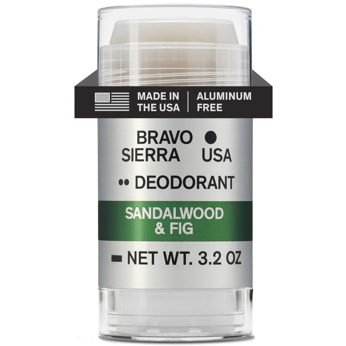 Bravo Sierra Aluminum-Free Men's Deodorant front view, Sandalwood & Fig