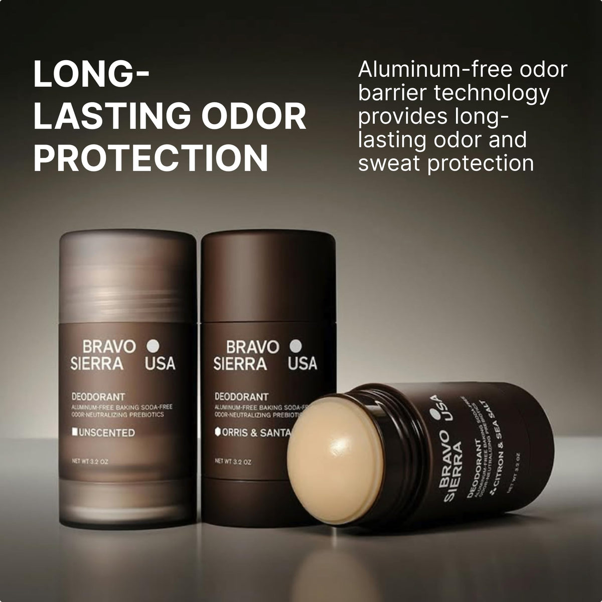 Bravo Sierra Aluminum-Free Men's Deodorant packaging side view