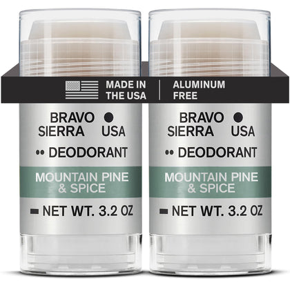 Bravo Sierra Aluminum-Free Mens Deodorant 2-Pack Mountain Pine & Spice front view