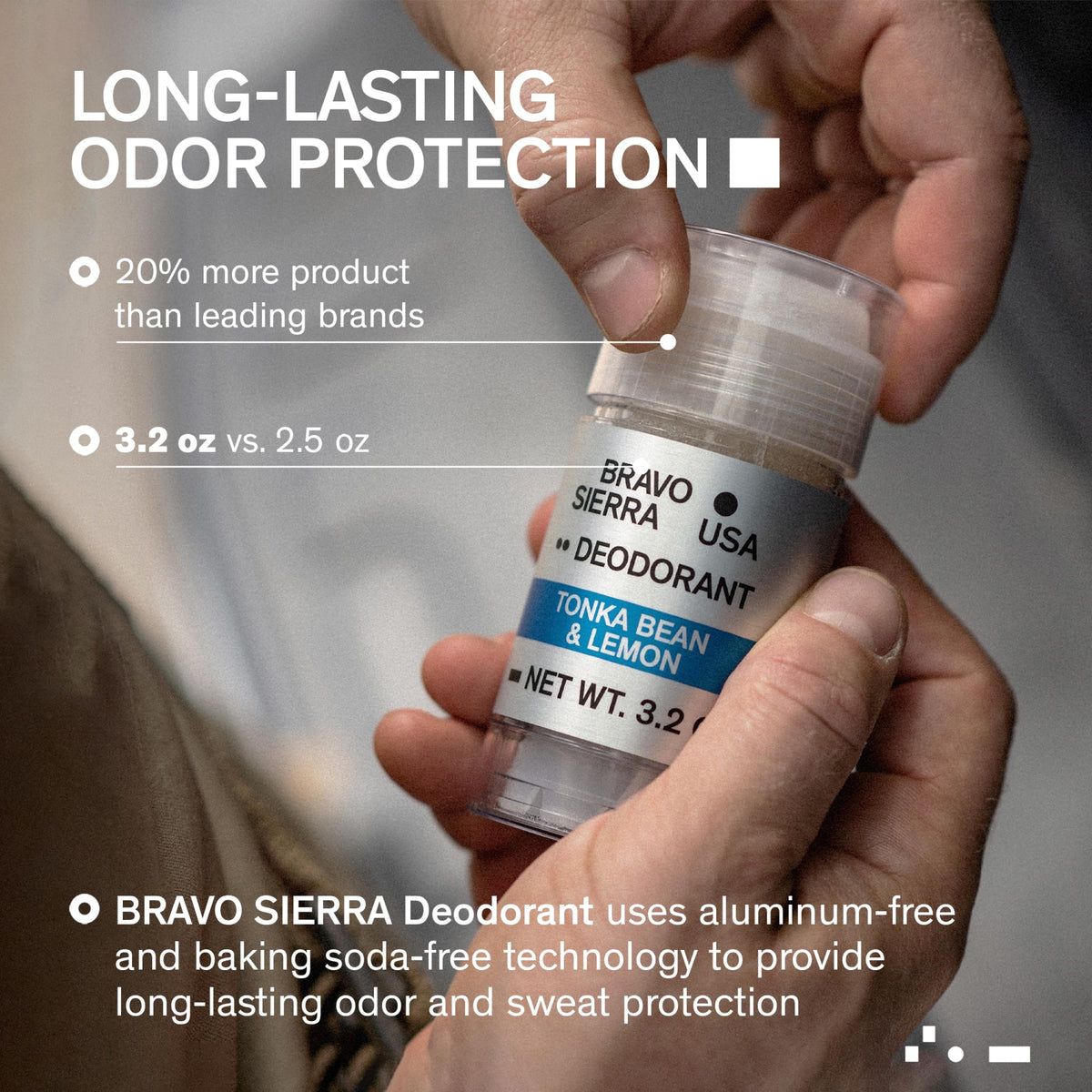 Bravo Sierra Deodorant side view with cap