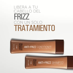 BRAZILIAN BLOWOUT Anti-Frizz Shampoo and Conditioner in a bathroom setting