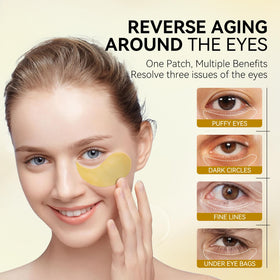 BREYLEE 24K Gold Eye Masks displayed with beauty products
