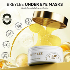 BREYLEE 24K Gold Eye Masks on a skincare shelf