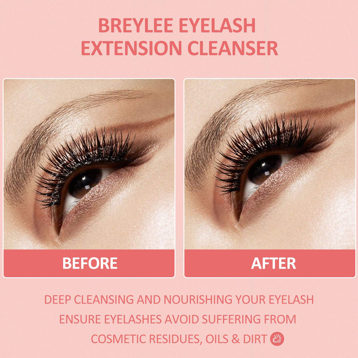 BREYLEE Eyelash Extension Cleanser Foam 200ml with cleaning brush