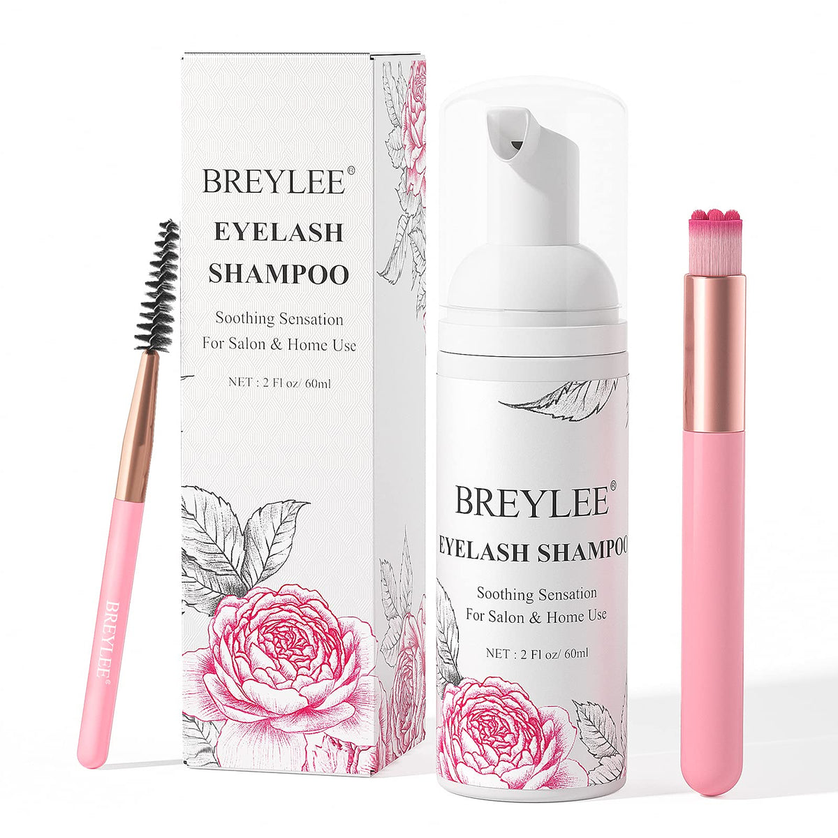 BREYLEE Eyelash Extension Cleanser Foam 60ml bottle front view