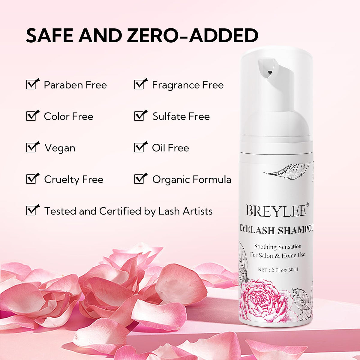 BREYLEE Eyelash Extension Cleanser Foam 60ml side view