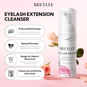 BREYLEE Eyelash Extension Cleanser Foam with brush details