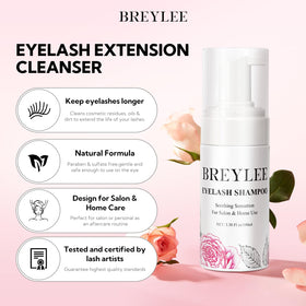 BREYLEE Lash Shampoo bottle with rose scent