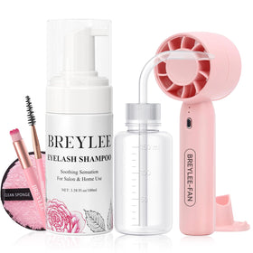 BREYLEE Lash Shampoo Kit 100ml with cleansing brush and fan