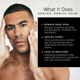 Brickell Men's Renewing Face Scrub side view showing packaging