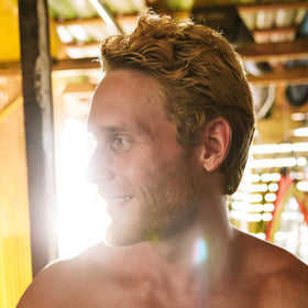 Brickell Men's Texturizing Sea Salt Spray on grooming table
