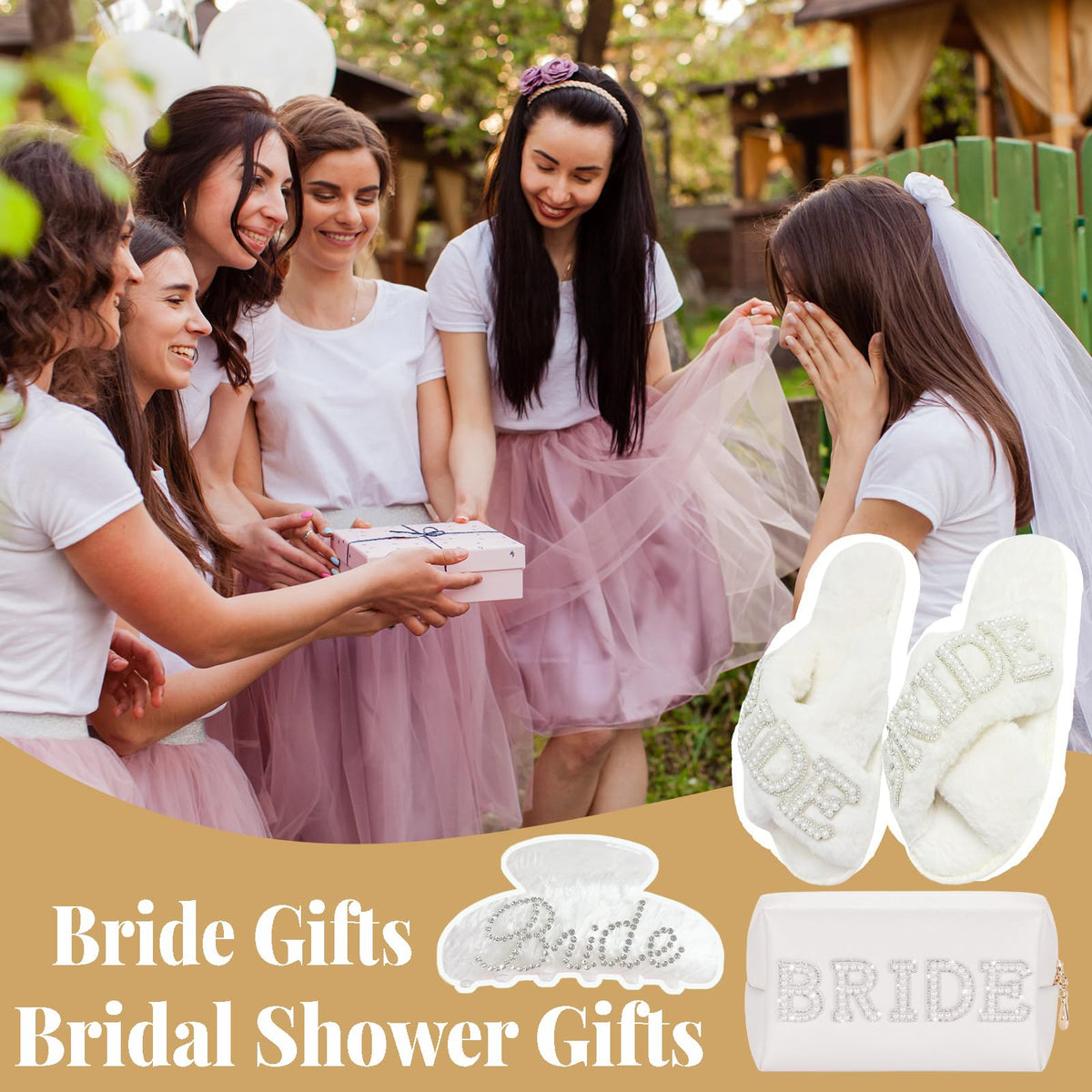 Bridal slippers laid out beside the makeup bag
