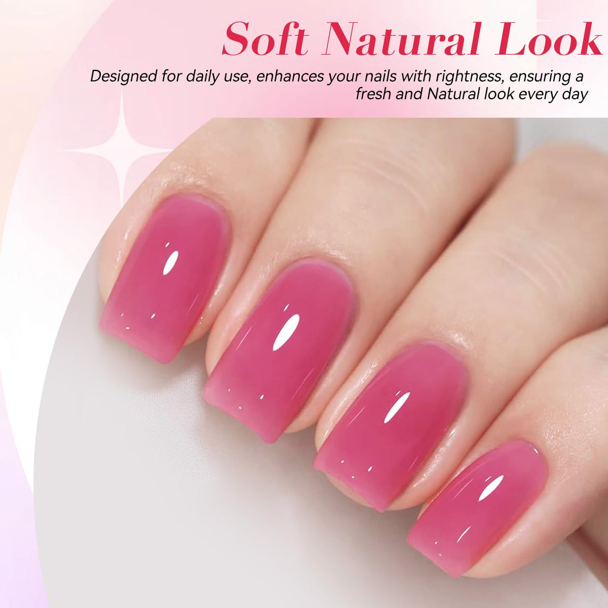 Bright cherry pink shade from Born Pretty Jelly Gel Nail Polish