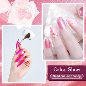Bright pink and yellow gel nail polish from JODSONE set