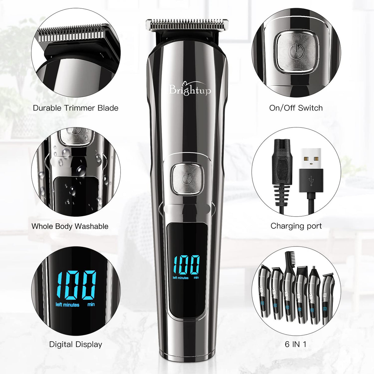 Brightup Beard Trimmer LED display showing battery level