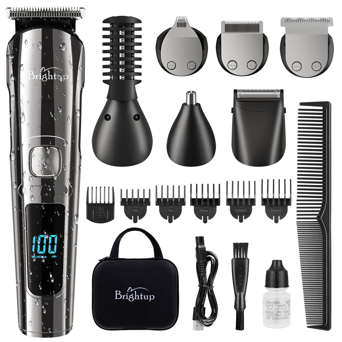 Brightup Beard Trimmer with 6 heads and travel case