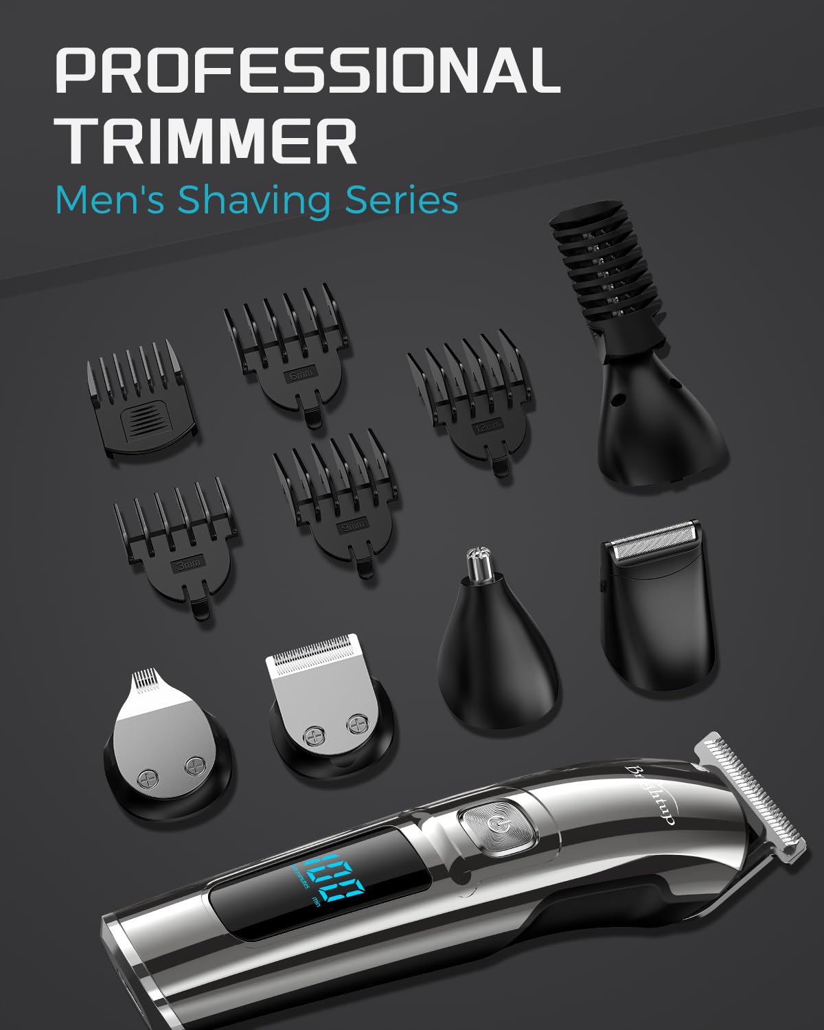 Brightup Beard Trimmer with self-sharpening stainless steel blades