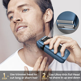 Brightup Electric Foil Shaver side view showing USB-C charging port