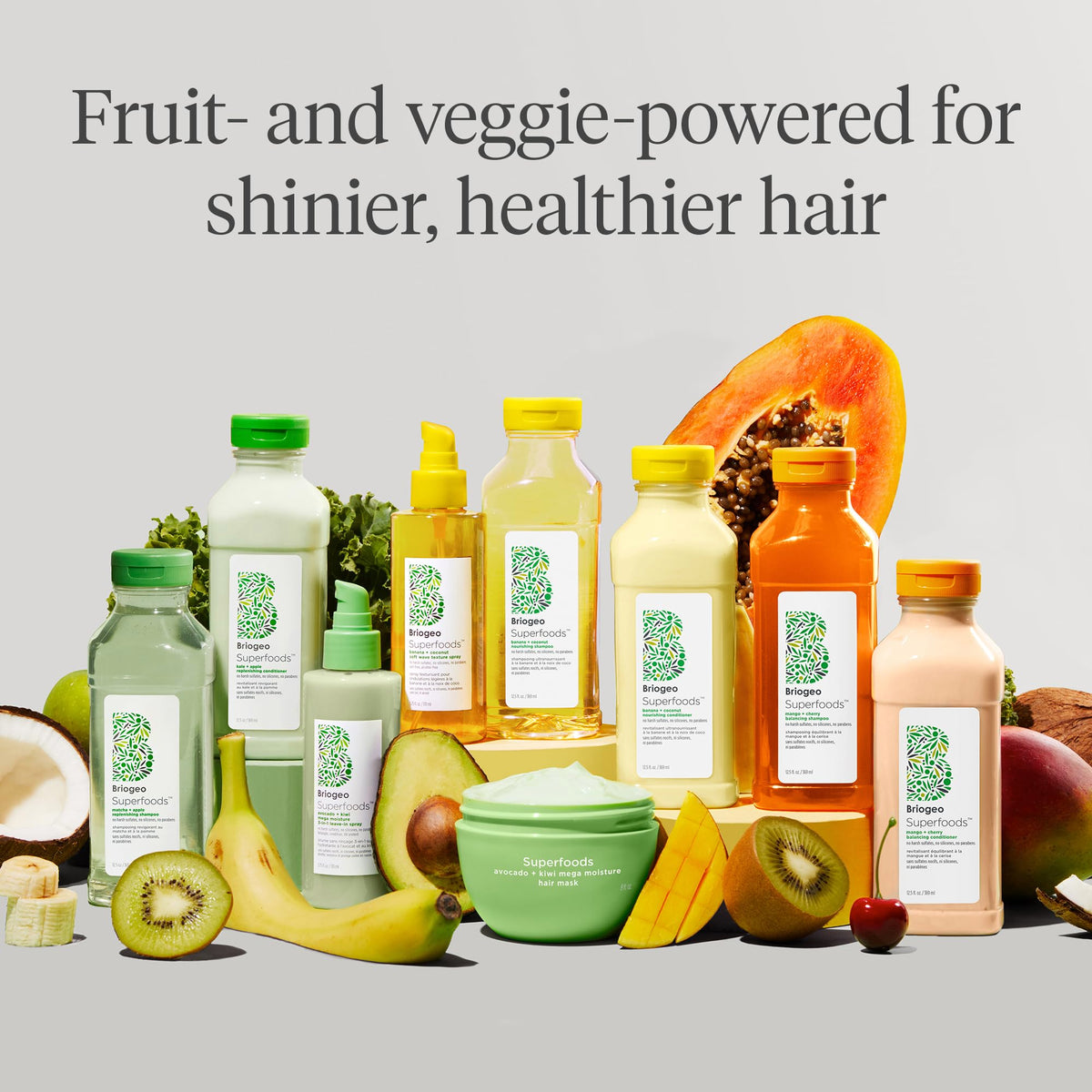 Briogeo hair mask with fresh avocados and kiwis
