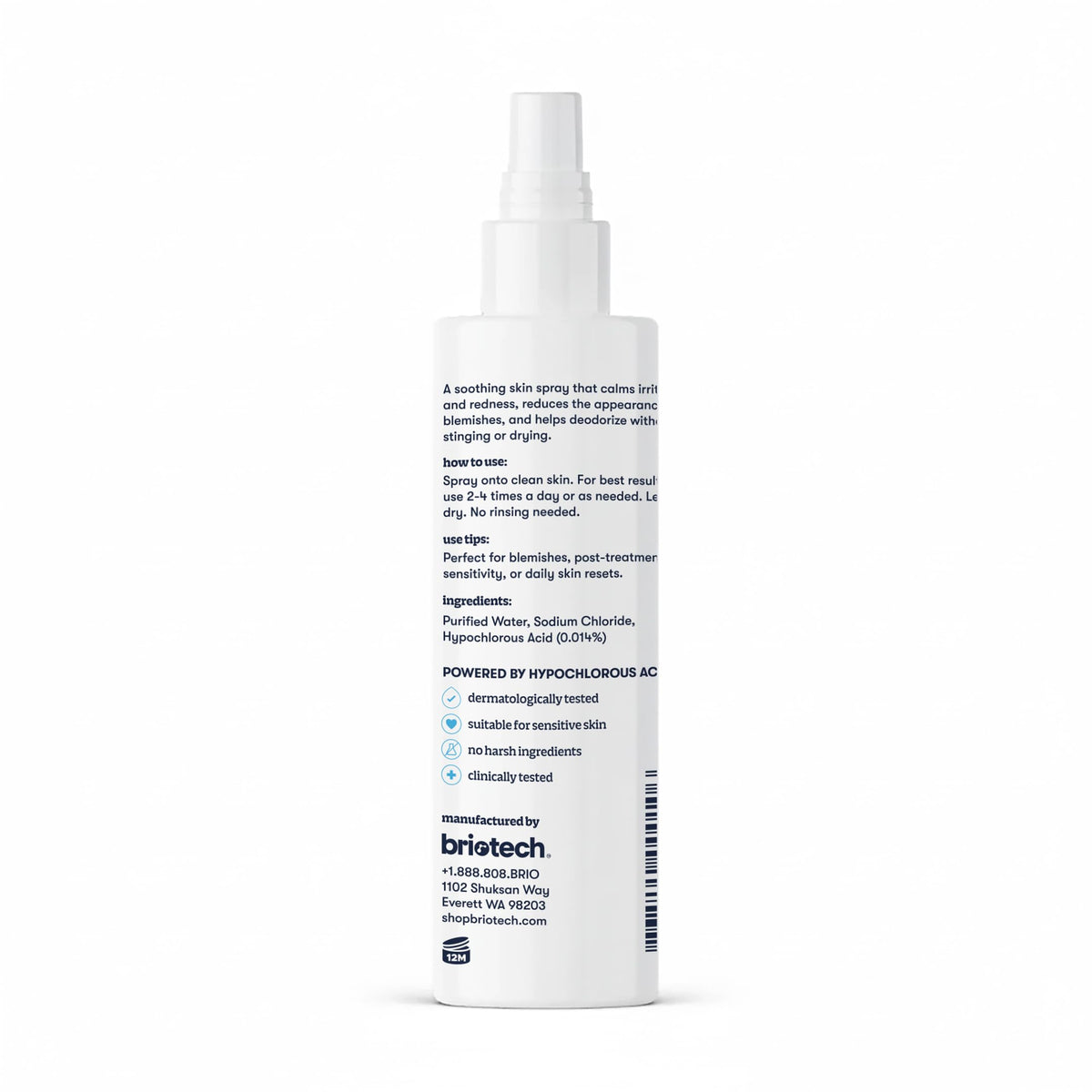 BRIOTECH Hypochlorous Acid Spray 8.5 oz ingredients list