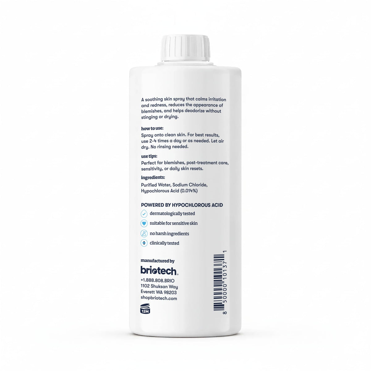 BRIOTECH Topical Skin Spray close-up of label