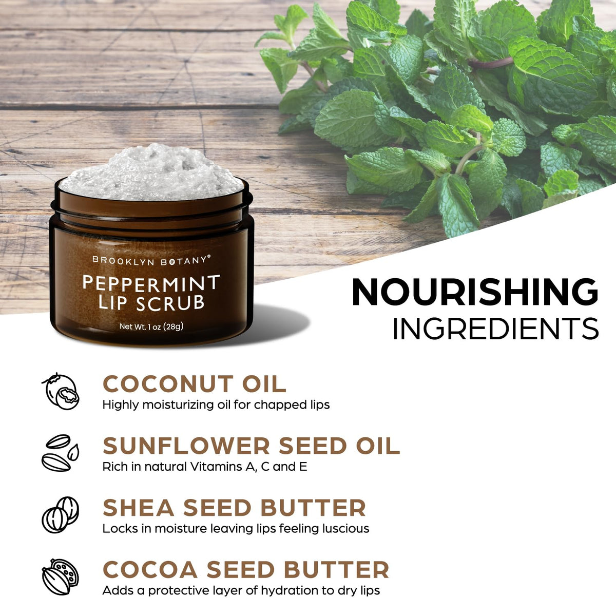 Brooklyn Botany Lip Scrub Exfoliator 1 oz with coconut and shea butter