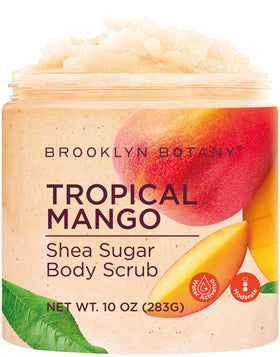 Brooklyn Botany Tropical Mango Shea Sugar Scrub front view with packaging