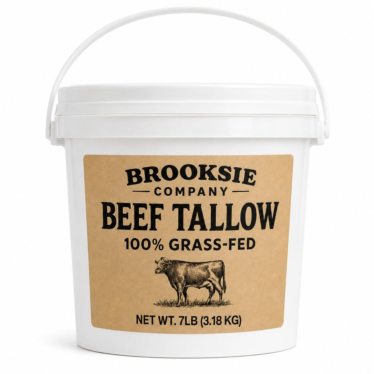 Brooksie Naturals Beef Tallow 7 lb bulk pail front view