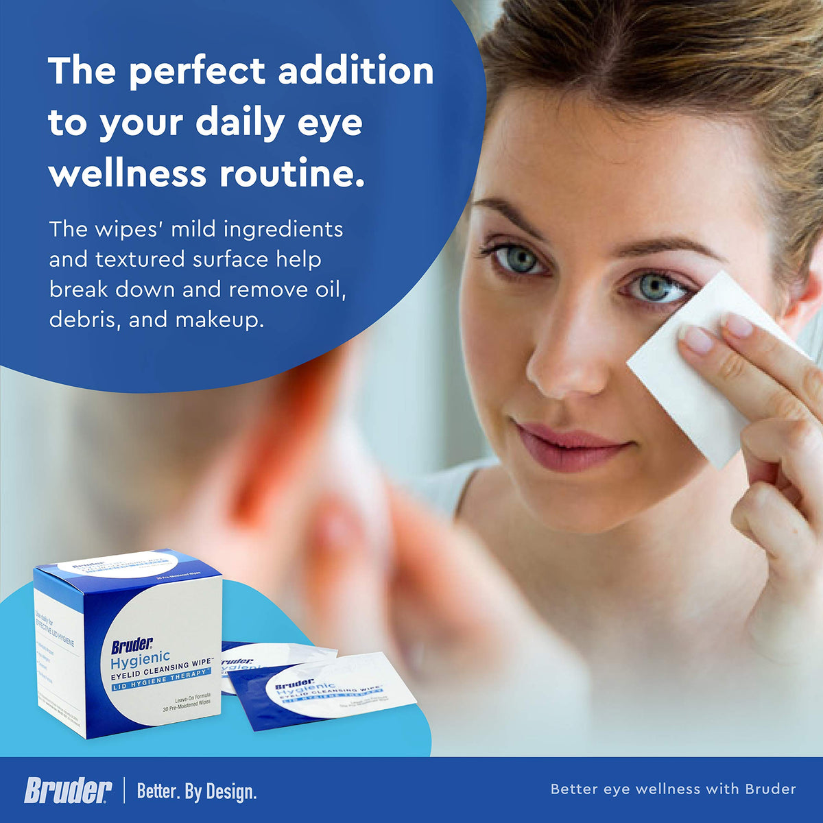 Bruder Eyelid Cleansing Wipes side view of packaging