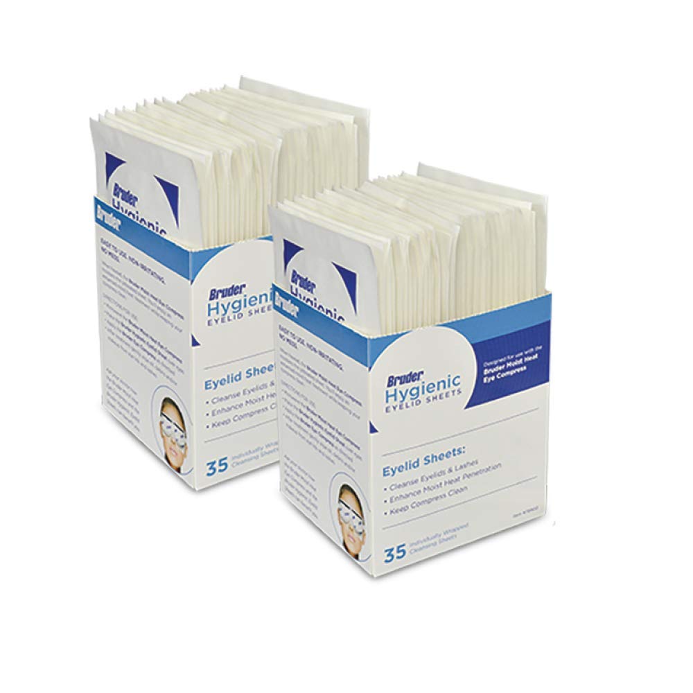 Bruder Hygienic Eyelid Sheets box front view with 35 sheets