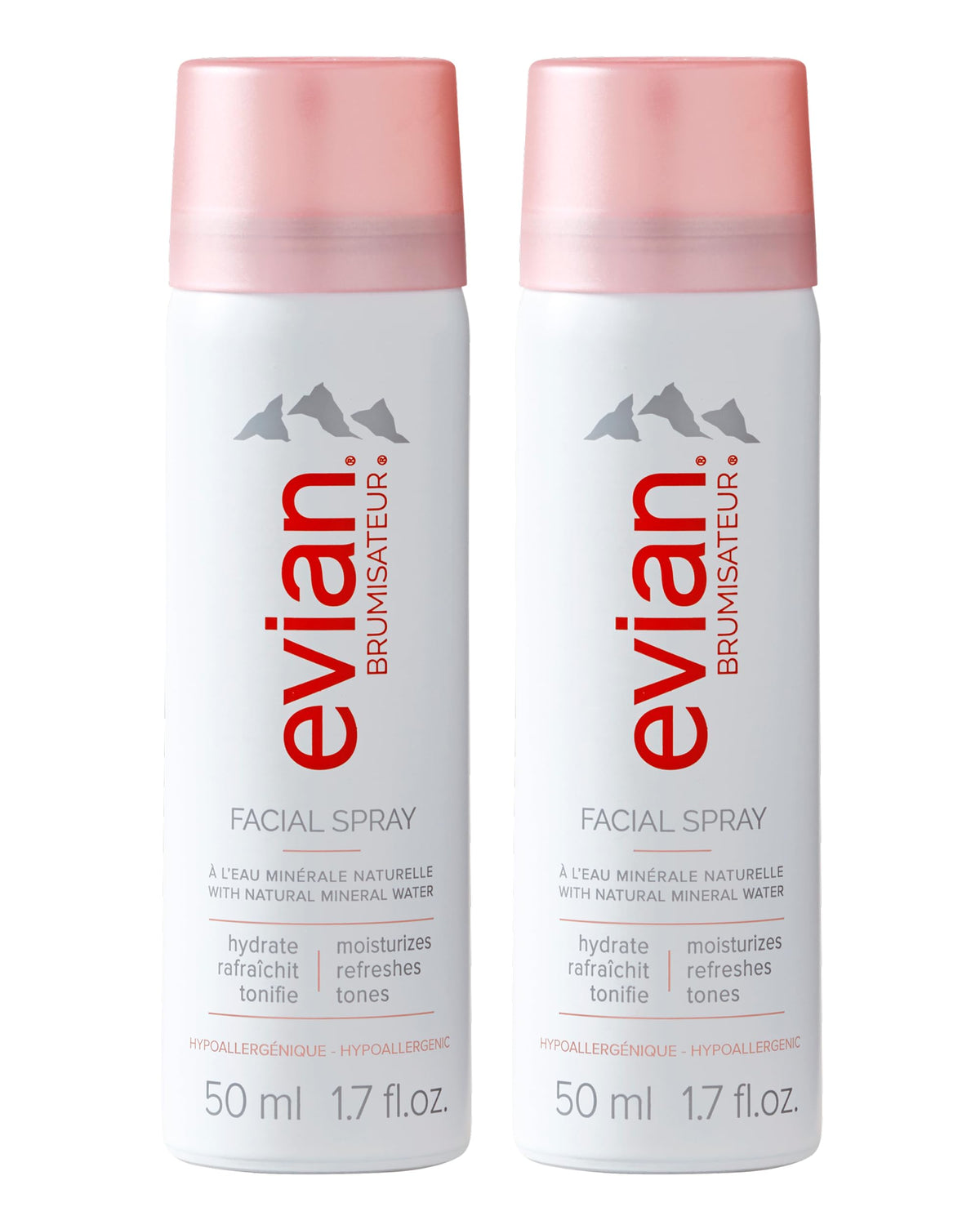 BRUMISATEUR Evian Facial Spray 1.7 oz travel duo front view