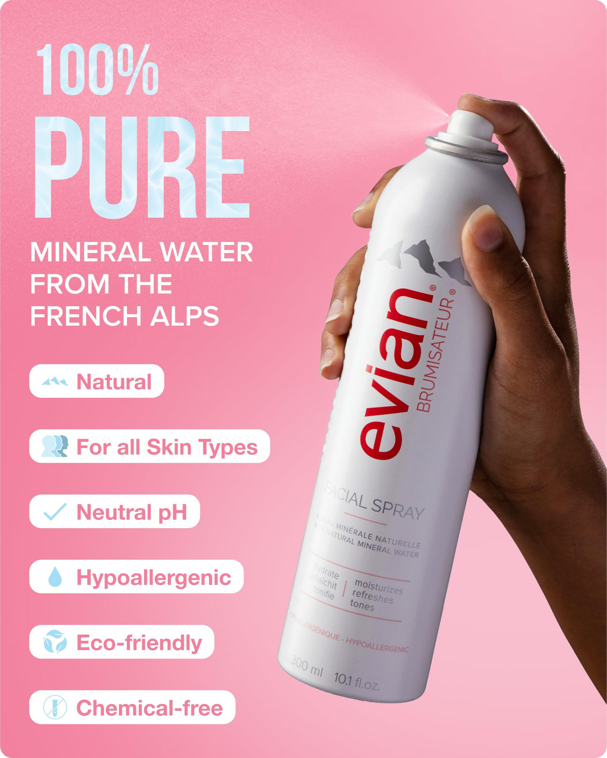 BRUMISATEUR Evian Facial Spray 10.1 oz on vanity