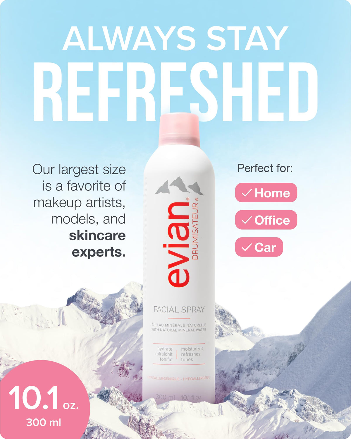 BRUMISATEUR Evian Facial Spray 10.1 oz side view