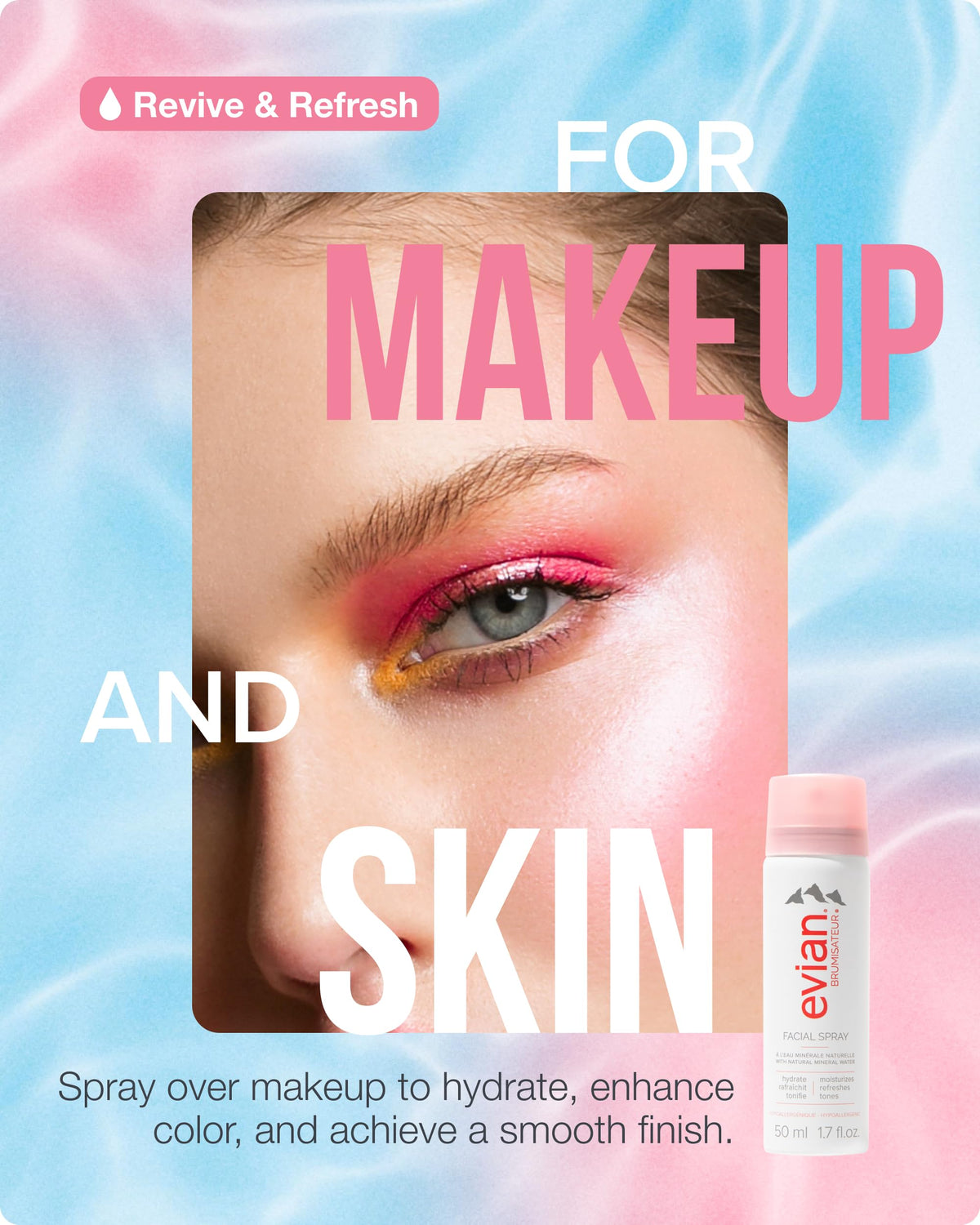 BRUMISATEUR Evian Facial Spray mist application on face