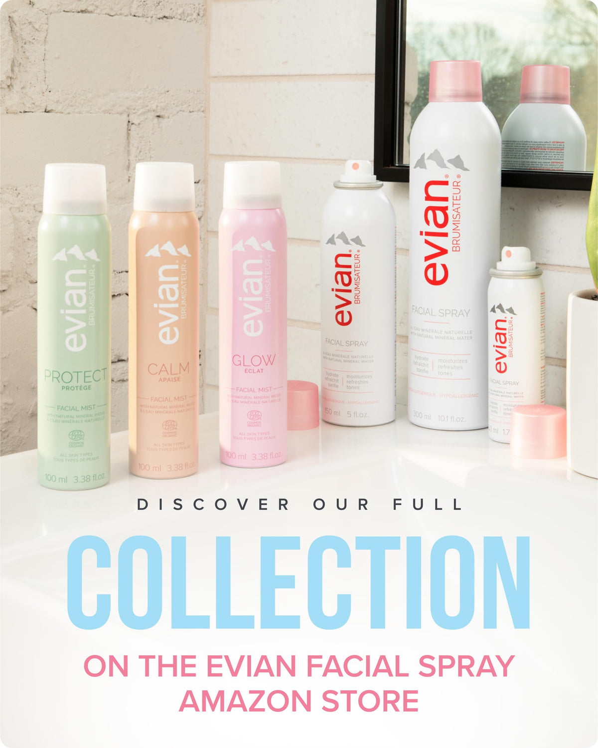 BRUMISATEUR Evian Facial Spray mist being applied to face