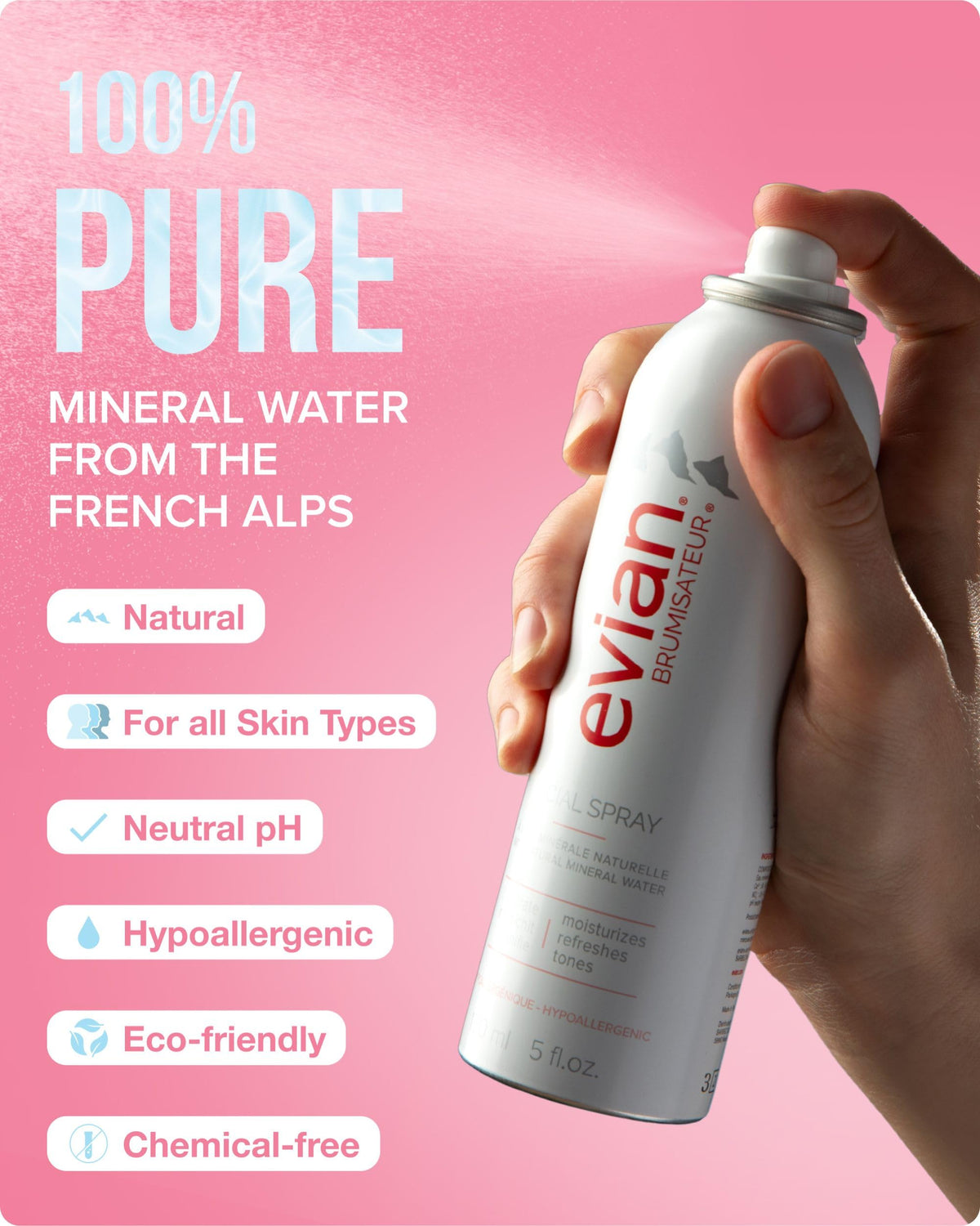 BRUMISATEUR Evian Facial Spray on vanity