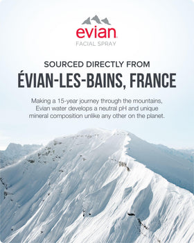 BRUMISATEUR Evian Facial Spray with skincare products