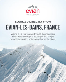 BRUMISATEUR Evian Facial Spray with skincare products