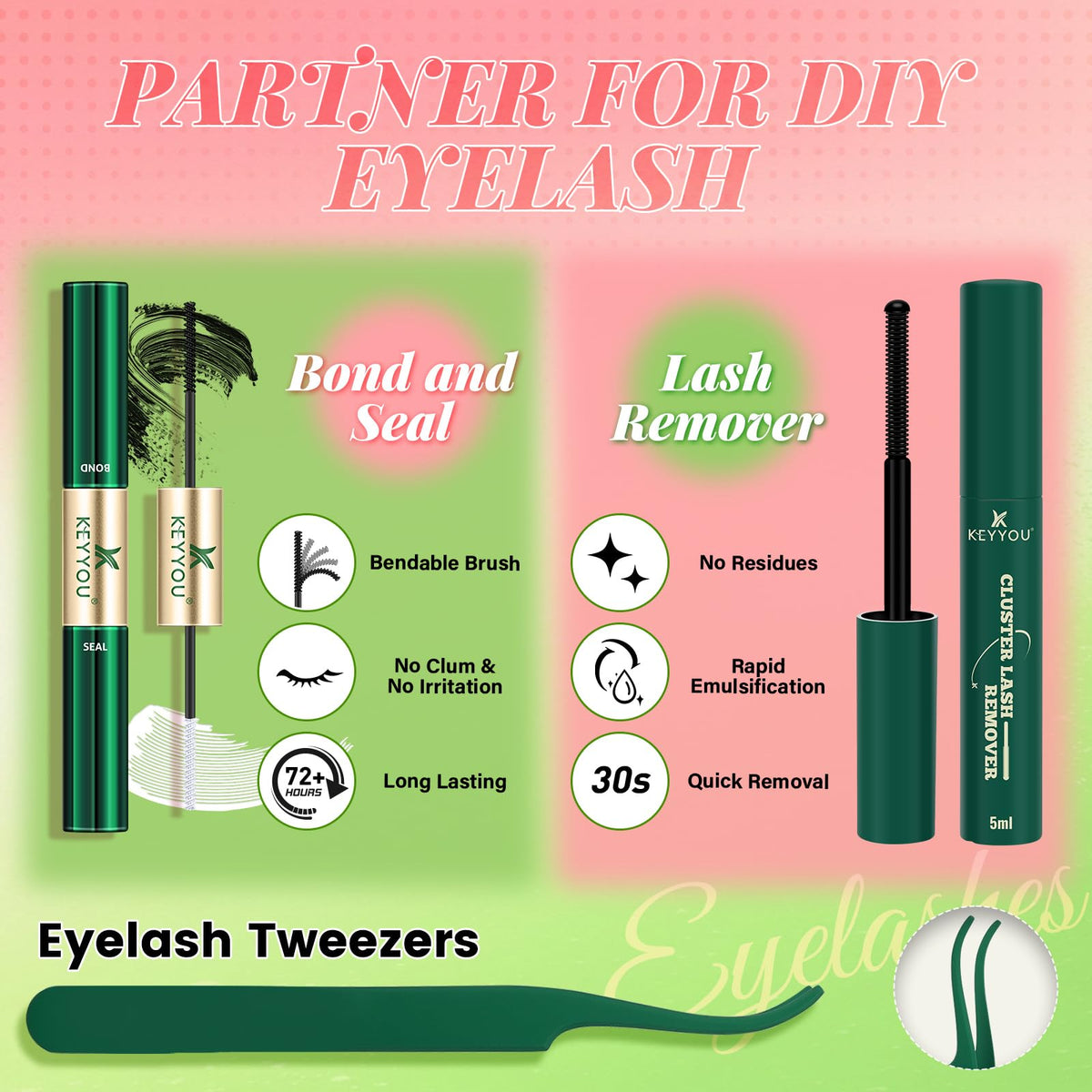 Brush for applying KEYYOU lash clusters